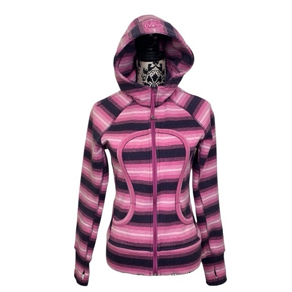 Lululemon Pink Striped Scuba Hoodie Stretch RARE - Picture 1 of 6
